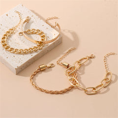 A fashionable set of four 18K gold-plated curb chain bracelets, each adorned with beautiful chain links for a trendy look.