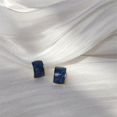 Blue Enamel & 18K Gold-Plated Curved Stud Earrings