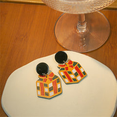 Red & Yellow Gift Box Drop Earrings