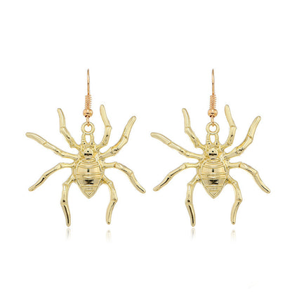 18K Gold-Plated Spider Drop Earrings, gold drop earrings for women, dainty minimalist design, styled look