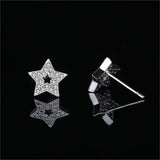 Cubic Zirconia & Silver-Plated Star Stud Earrings