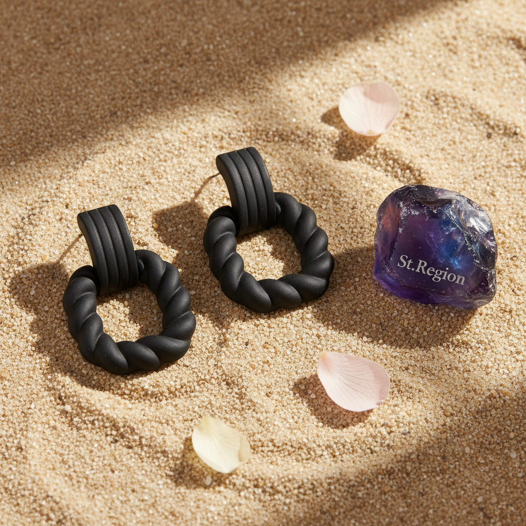 Black Resin & Silver-Plated Twine Square Drop Earrings - Street Region