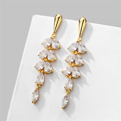 Crystal & 18K Gold-Plated Leaves Drop Earrings