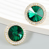 Green Crystal & Cubic Zirconia 18k Gold-Plated Hola Stud Earrings
