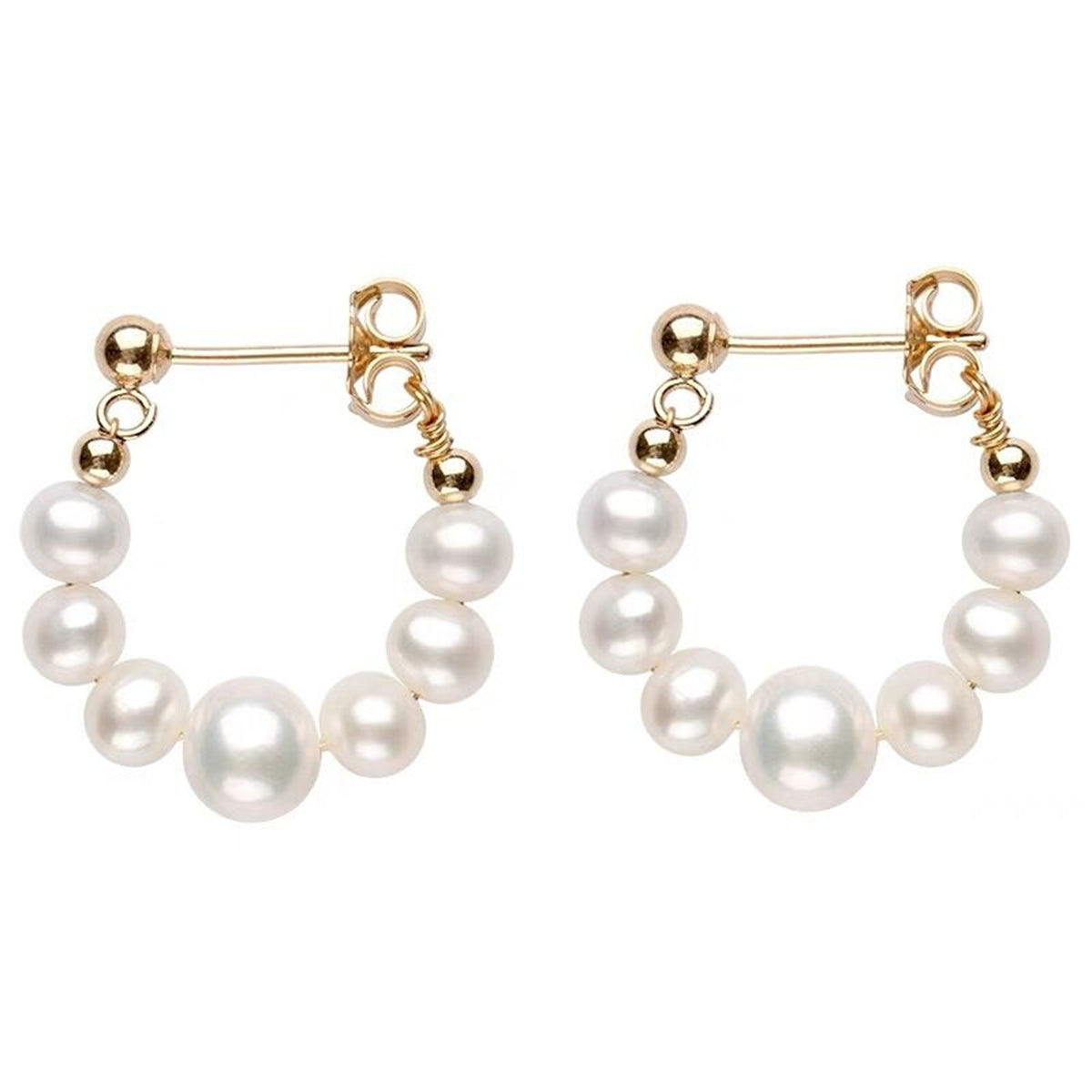 Pearl and 18K Gold-Plated Chain Ear Jackets, gold drop earrings for women, botanical inspired, detail close-up