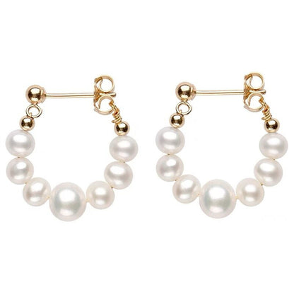 Pearl and 18K Gold-Plated Chain Ear Jackets, gold drop earrings for women, botanical inspired, detail close-up
