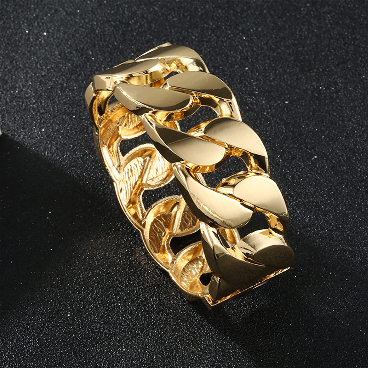 18K Gold-Plated Curb-Chain Bangle, gold bangle bracelet, dainty minimalist design, detail close-up