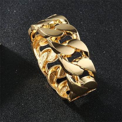 18K Gold-Plated Curb-Chain Bangle, gold bangle bracelet, dainty minimalist design, detail close-up