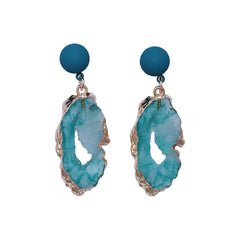Blue Resin & Enamel Geode Drop Earrings