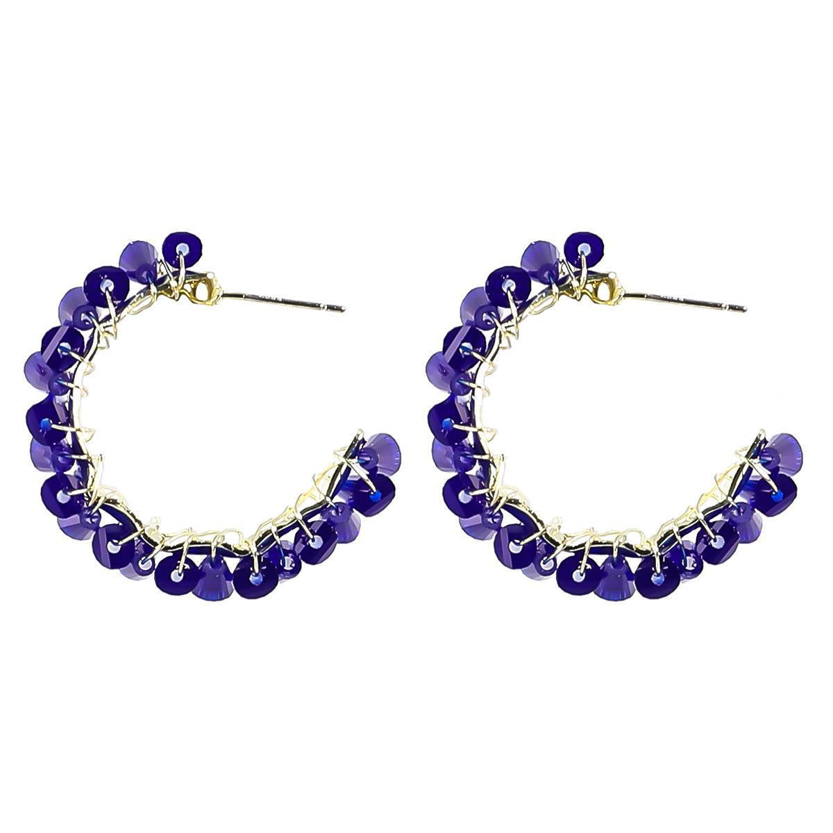 Blue Acrylic & 18K Gold-Plated C-Shape Stud Earrings