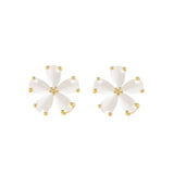 Cats Eye & 18k Gold-Plated Flower Stud Earrings