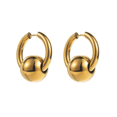Chic 18K gold-plated ball earrings, designed to elevate your style with their stunning gold tone and modern huggie design.