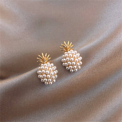 Pearl & 18K Gold-Plated Pineapple Stud Earrings