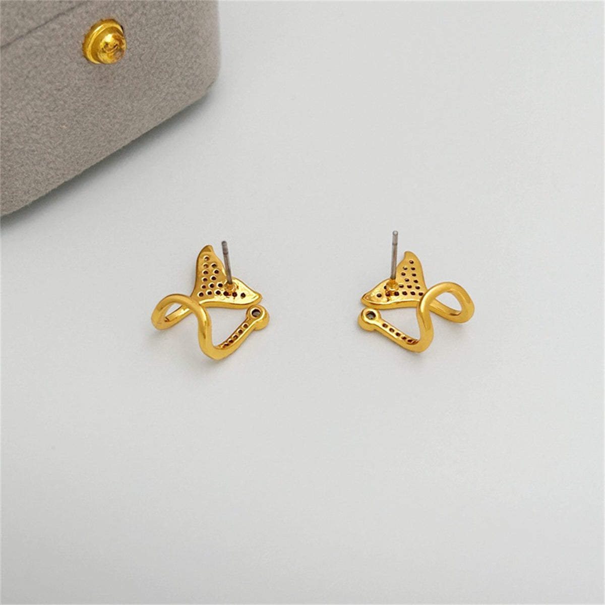 Cubic Zirconia & 18K Gold-Plated Fishtail Stud Earrings