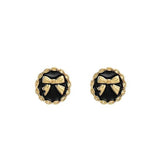 Black Enamel & 18k Gold-Plated Bow Round Stud Earring