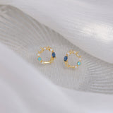 Blue Crystal & Cubic Zirconia 18k Gold-Plated Moon & Star Stud Earrings
