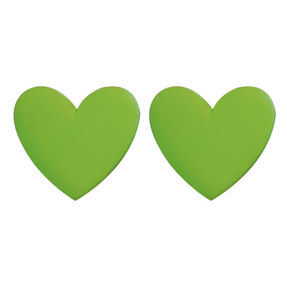 Green Acrylic and Silver-Plated Heart Stud Earrings, silver stud earrings for women, vintage-inspired design, side view