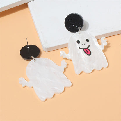 Black and White Ghost Drop Earrings, drop earrings for women, vintage-inspired design, lifestyle look