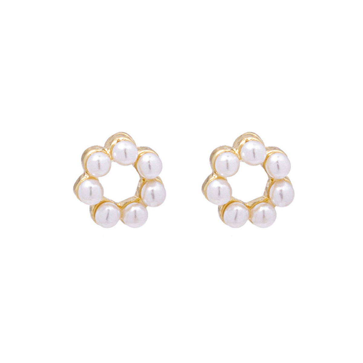 White Pearl & 18K Gold-Plated Flower Stud Earrings