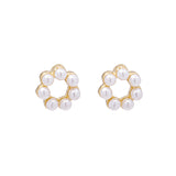 White Pearl & 18k Gold-Plated Flower Stud Earrings