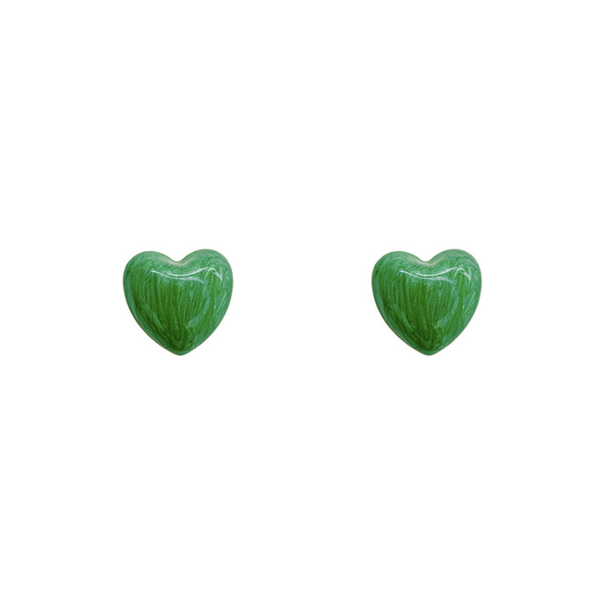Brown Enamel and 18K Gold-Plated Heart Stud Earrings, gold stud earrings for women, botanical inspired, side view