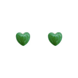 Brown Enamel & 18k Gold-Plated Heart Stud Earrings