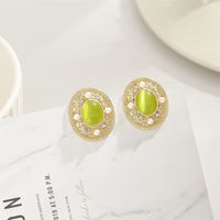 Resin & Pearl Oval Stud Earrings