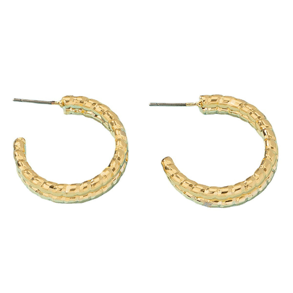 18K Gold-Plated Layered Twine Huggie Earrings, gold huggie earrings, elegant gift for her, styled look