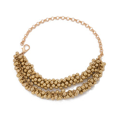 Chic 18K gold-plated statement necklace with two strands of gold beads, ideal for making a bold fashion statement.
