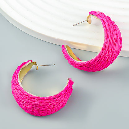 Rose Raffia and 18K Gold-Plated Huggie Earrings, gold huggie earrings, botanical inspired, lifestyle look