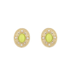 Resin & Pearl Oval Stud Earrings