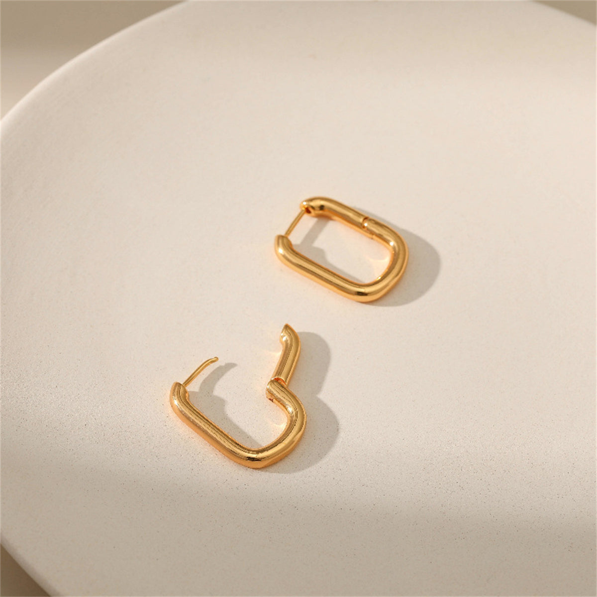 18K Gold-Plated Open Square Huggie Earrings
