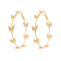 Stunning 18K gold-plated butterfly hoop earrings, a delightful accessory that enhances your style effortlessly.