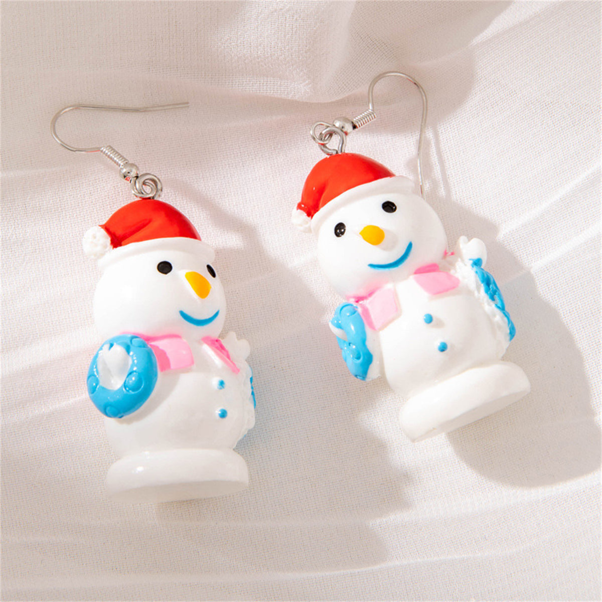 Red & Blue Snowman Drop Earrings