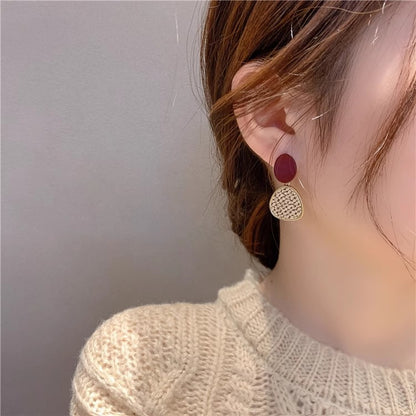 Brown Polystyrene & 18K Gold-Plated Woven Tiered Oval Drop Earrings