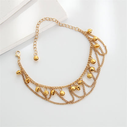 18K Gold-Plated Bell Tassel Anklet, gold anklet bracelet, everyday style, styled look