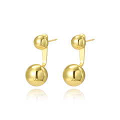 Elegant 18K gold-plated ear jackets featuring two stunning balls, perfect for adding a touch of luxury to any outfit.