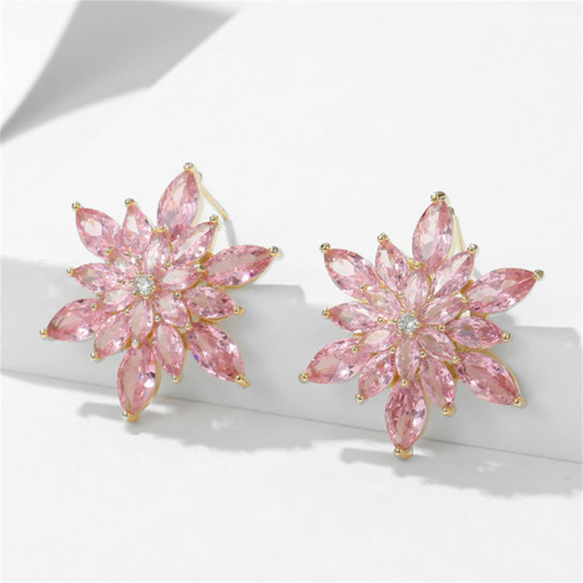 Crystal and Cubic Zirconia Snowflake Stud Earrings, stud earrings for women, vintage-inspired design, side view