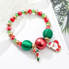 Elegant 18K gold-plated bracelet showcasing Santa and a Christmas tree charm, perfect for festive occasions and gifting.