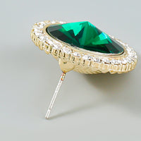 Green Crystal & Cubic Zirconia 18k Gold-Plated Hola Stud Earrings