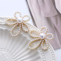 Pearl & 18k Gold-Plated Flower Stud Earrings