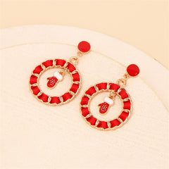 Red Ribbon & Enamel 18K Gold-Plated Mitten Figaro Drop Earrings