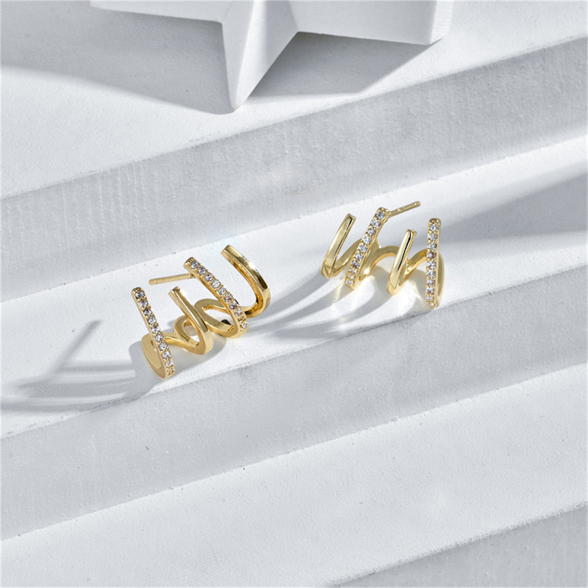 Cubic Zirconia & 18K Gold-Plated Pavé Prong Stud Earrings