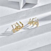 Cubic Zirconia & 18k Gold-Plated Pavé Prong Stud Earrings