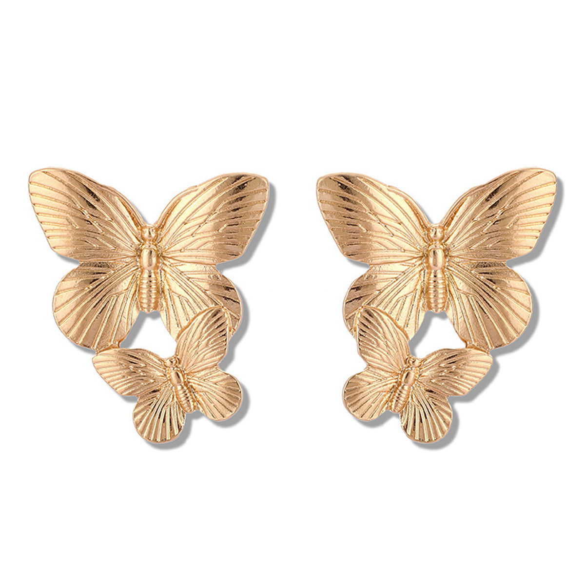 18K Gold-Plated Double-Butterfly Dangle Earrings