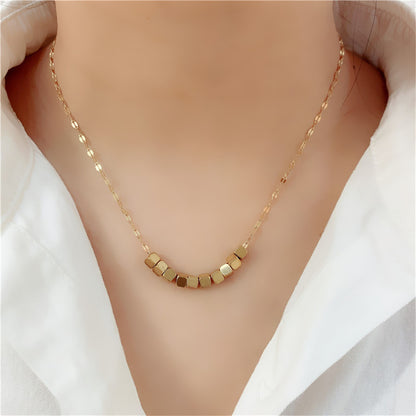 18K Gold-Plated Cube Necklace, gold pendant necklace for women, dainty minimalist design, styled look