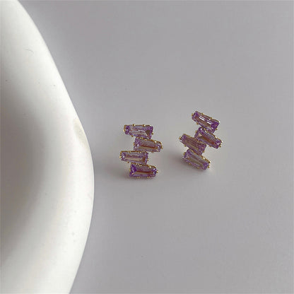 Purple Crystal & 18K Gold-Plated Geometric Stud Earrings
