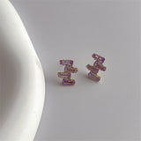 Purple Crystal & 18k Gold-Plated Geometric Stud Earrings