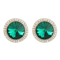 Green Crystal & Cubic Zirconia 18k Gold-Plated Hola Stud Earrings