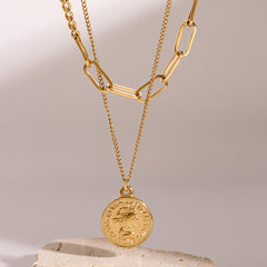 Chic 18K gold-plated necklace adorned with a 'Queen Elizabeth' coin charm, a must-have for fashion enthusiasts.